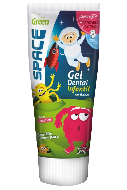Gel Dental Infantil sem Fluor Space 100g Green