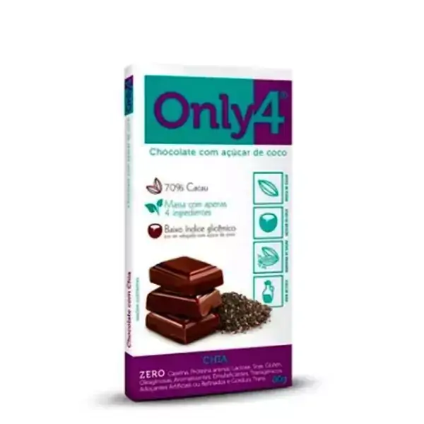 Chocolate 70% Cacau com Chia Zero Only 4 80g