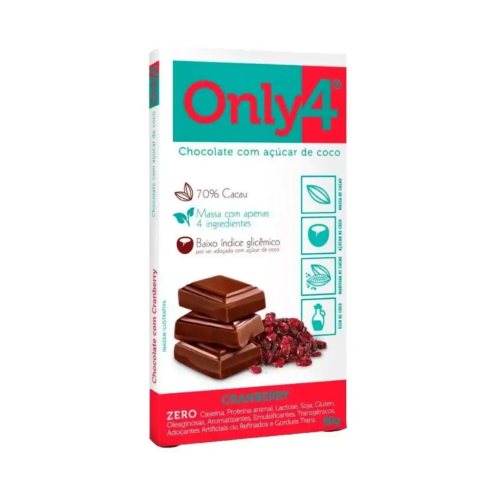 Chocolate 70% com Cranberry - Only4 80g
