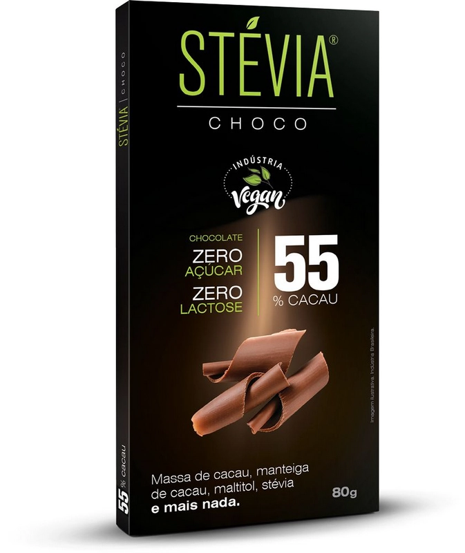 Chocolate C/ Stevia 55 Cacau 80g Stevia Choco