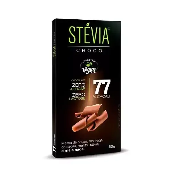 Chocolate 77% Cacau com Stévia StéviaChoco 80g