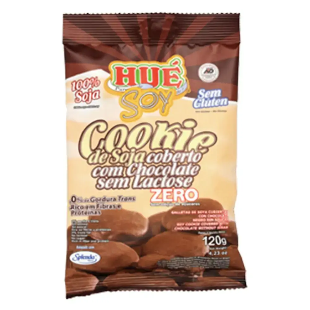 Cookie De Soja Zero Açúcar Sem Glúten E Coberto Com Chocolate Sem Lactose 120g