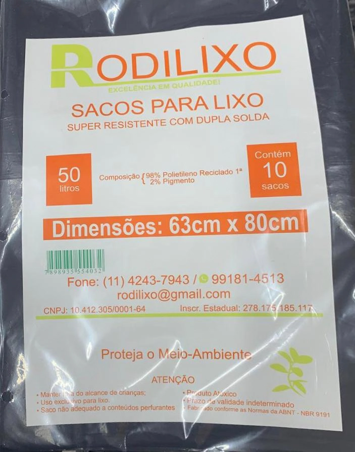 Saco Lixo Rodilixo 50l C/10 Comum
