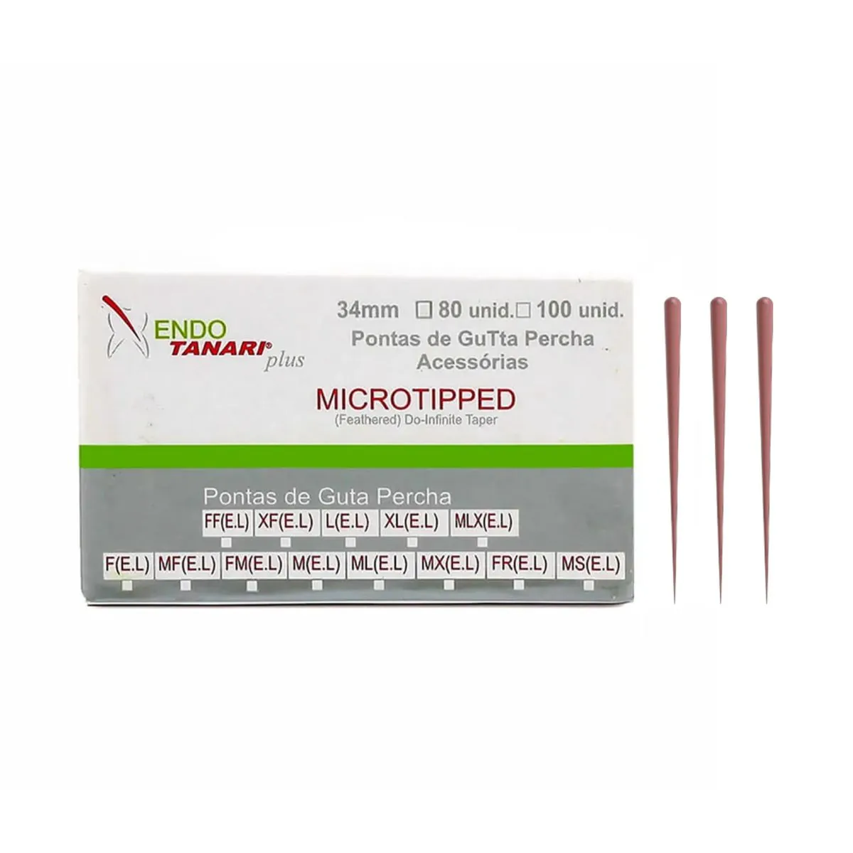 Pontas de Guta Percha Microtipped 28mm c/ 80 Unidades Tanari FF