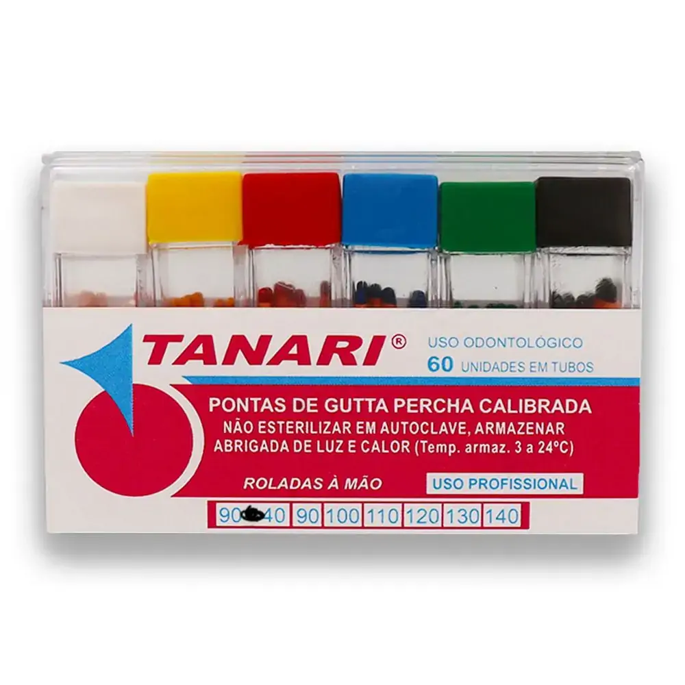 Cone De Guta Percha Calibrada Tubo 28mm com 120 - Tanari - Cone De Guta Percha Calibrada Tubo 90-140