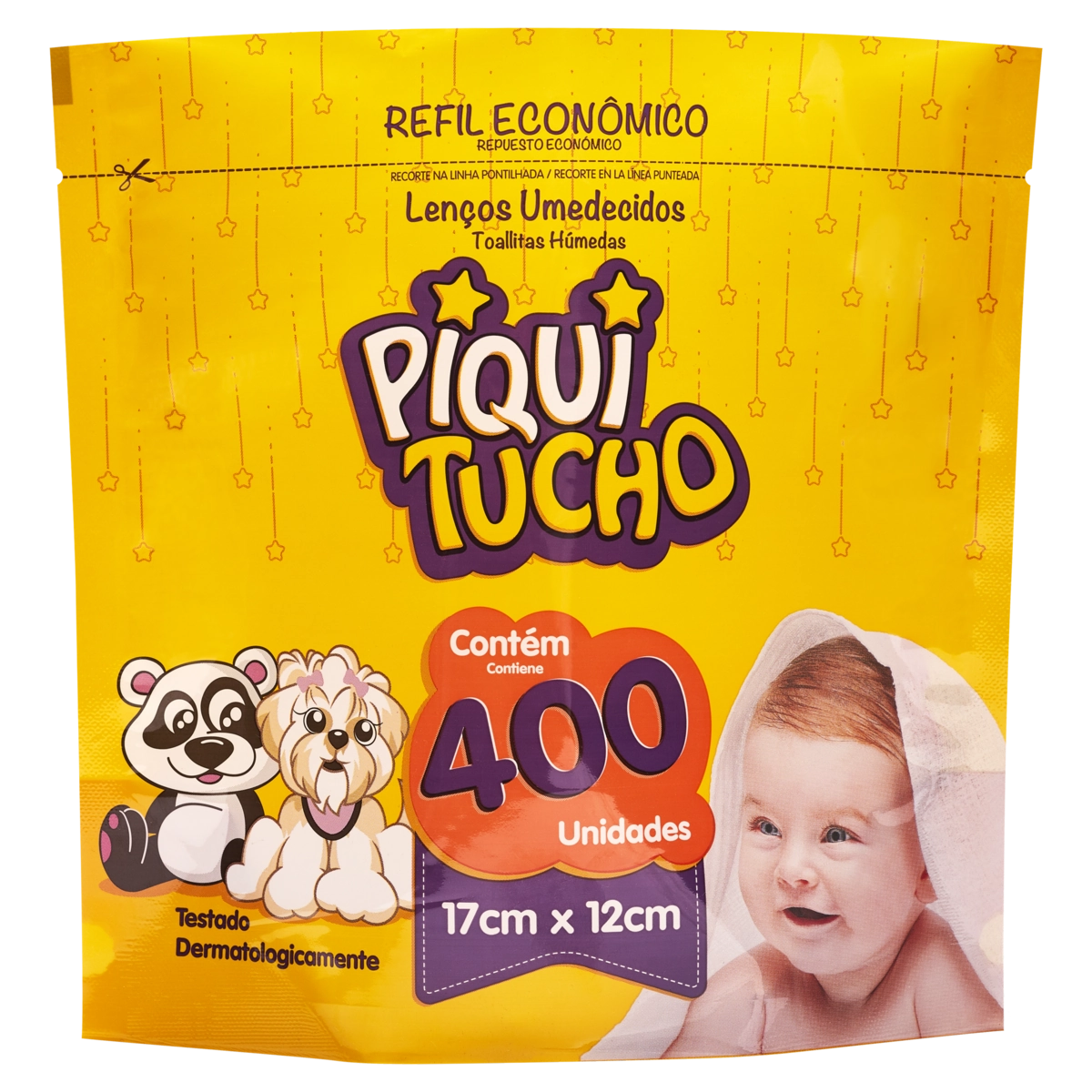 Lenço Umedecido Infantil Piquitucho Sachê 400 Unidades Refil Econômico