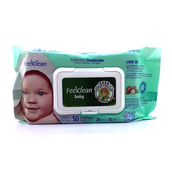 Toalha Umedecida Infantil Feelclean Baby Pacote 50 Unidades