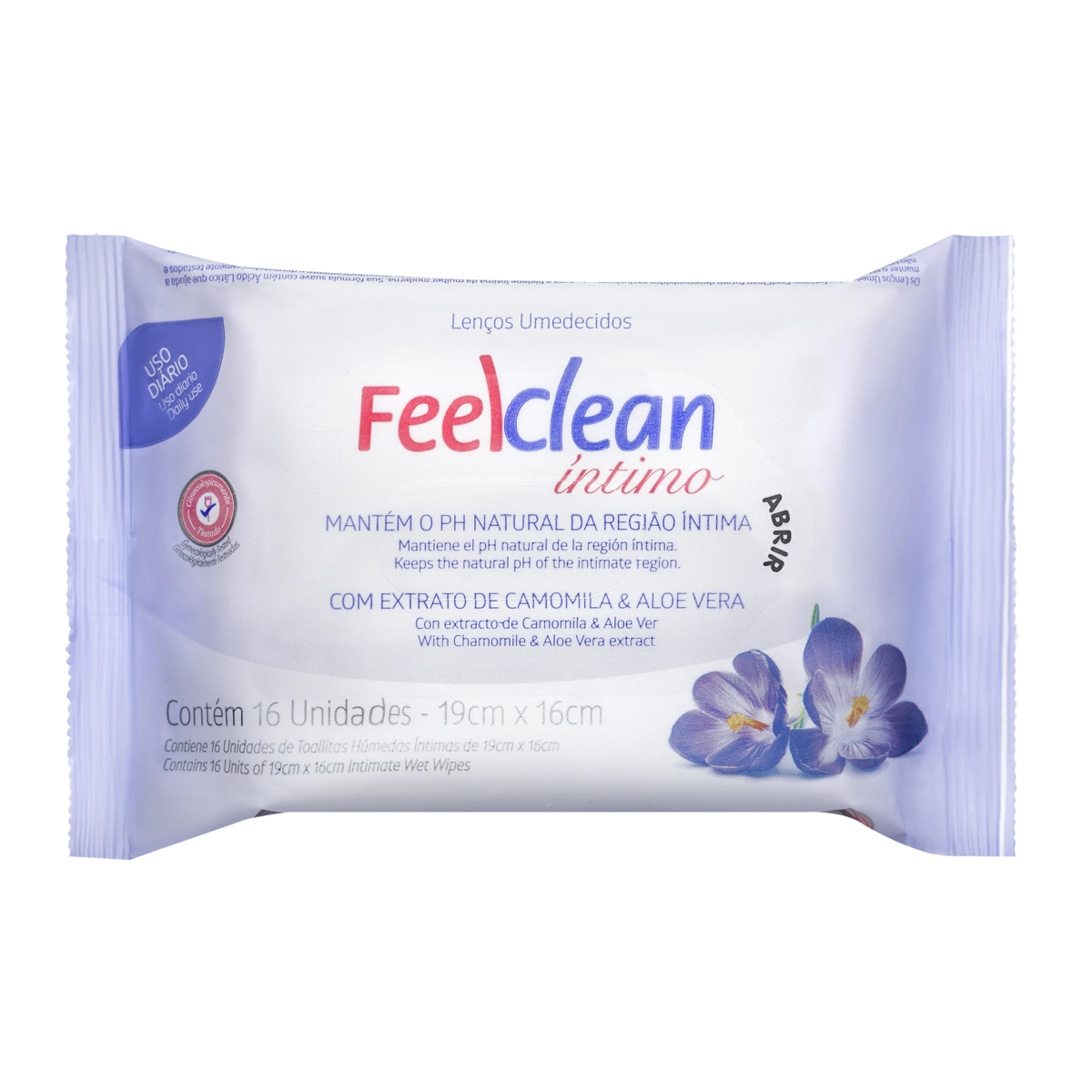 Lenço Umedecido íntimo Camomila E Aloe Vera Feelclean Pacote 16 Unidades