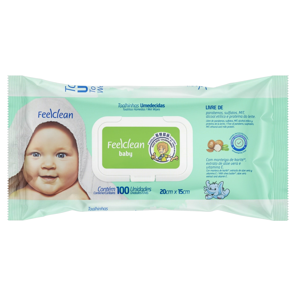 Toalha Umedecida Infantil Feelclean Baby Pacote 100 Unidades