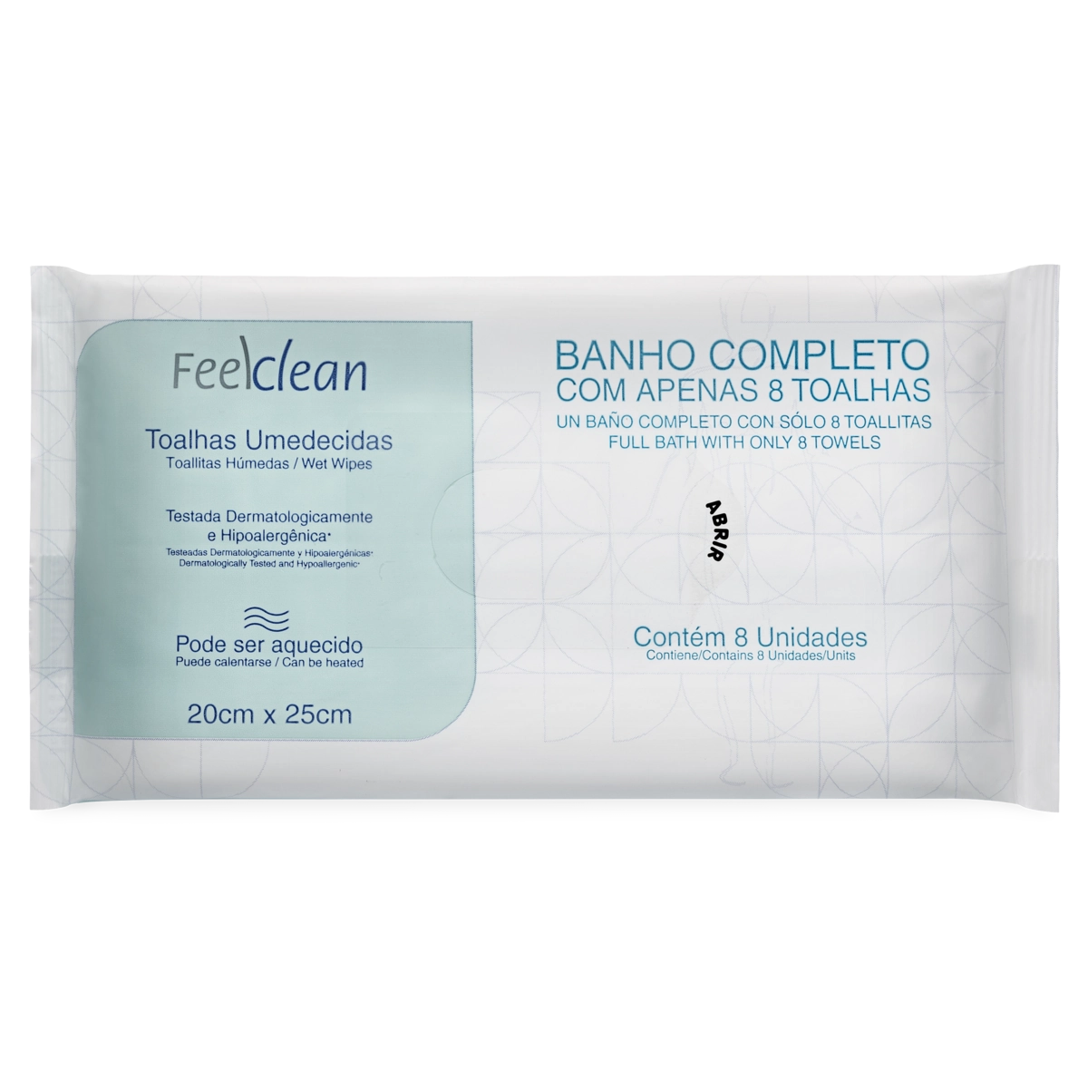 Toalha Umedecida Feelclean Banho Completo Pacote 8 Unidades