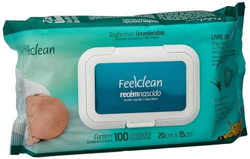 Toalha Umedecida Recém Nascido Sem Perfume Feelclean Pacote 100 Unidades