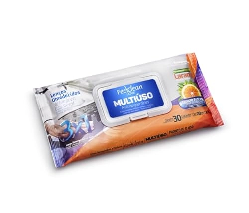 Lenço Umedecido Multiuso Laranja Feelclean Home 30 Unidades