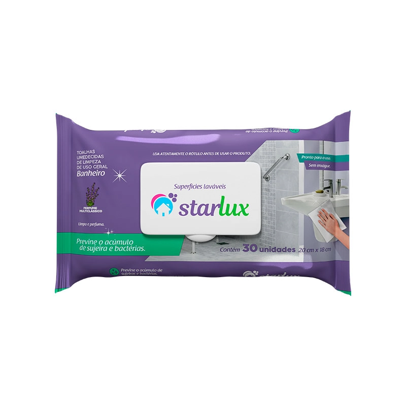 Starlux Toalha Umedecida Limpeza Banheiro 6x30un