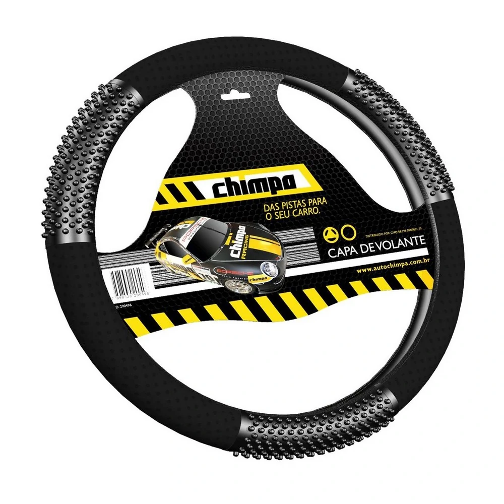 Capa de Volante Preta com Massageador 38cm - BEM BOM PA102PR
