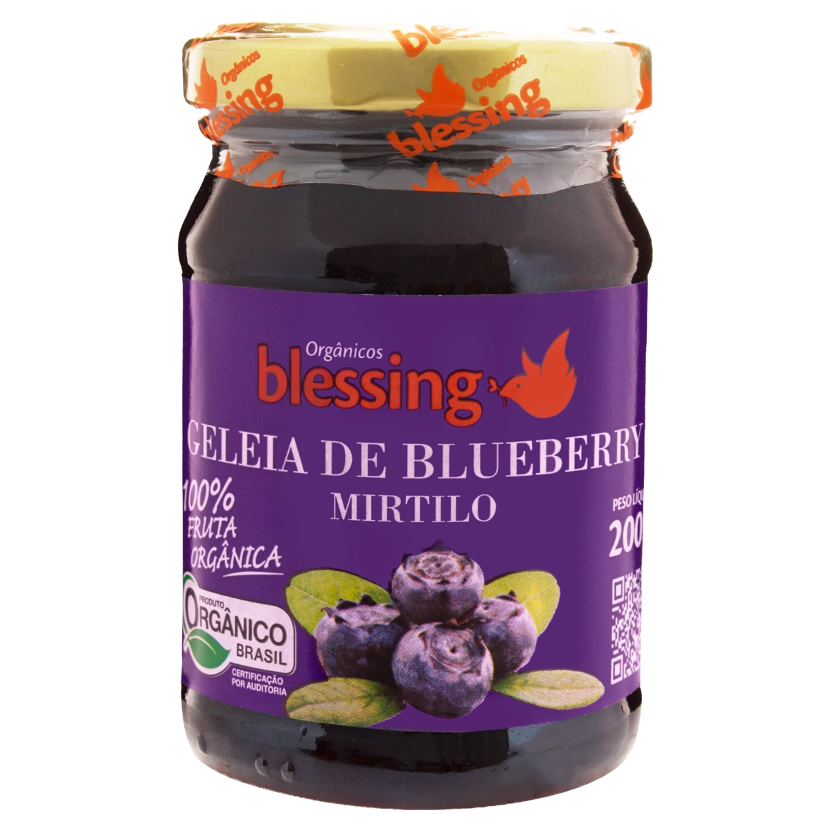 Geleia de Blueberry Mirtilo Orgânica Blessing 200gr