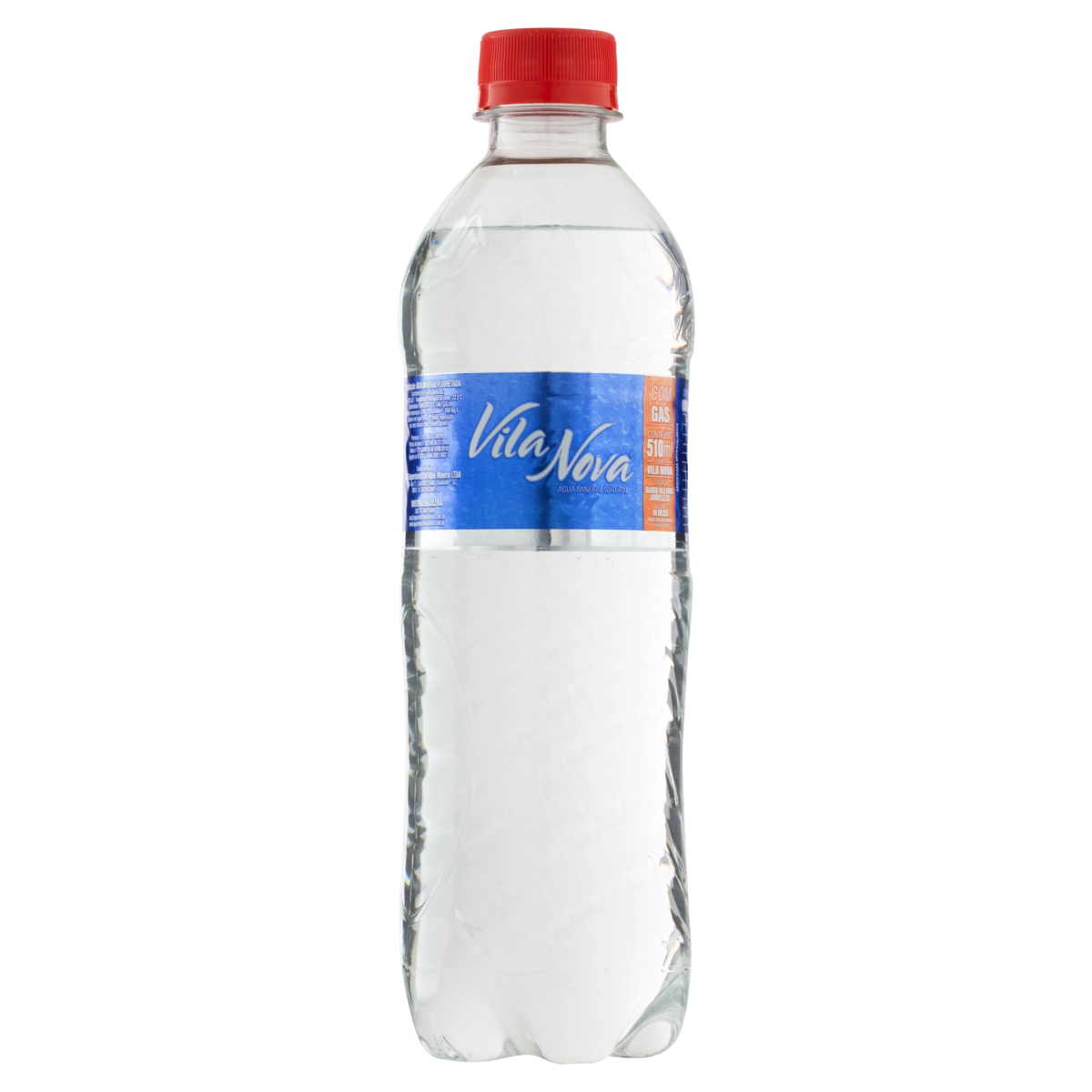 água Mineral Natural Com Gás Vila Nova Garrafa 510ml