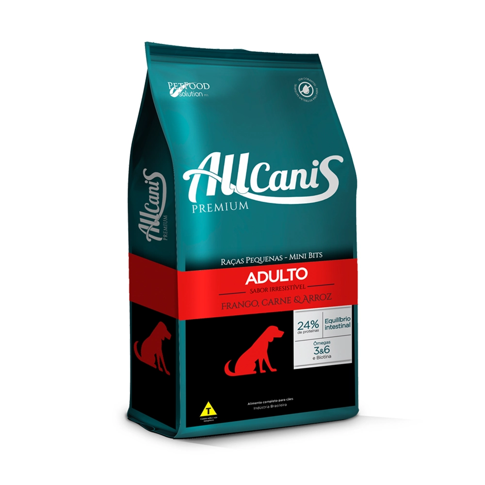 Ração Allcanis Premium Adulto Raças Pequenas Frango. Carne E Arroz 25 Kg