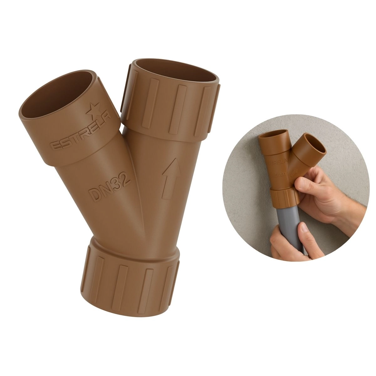 Junção Soldável Pvc 32mm 1 Pol Tubo Bolsa Marrom Estrela