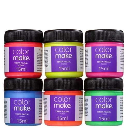 Pintura Facial Liquido Color Make 6 Cores Fluo 1003 Colormake