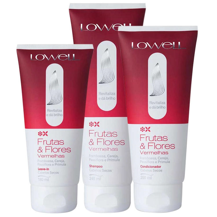 Kit Shampoo Condicionador Leave In Frutas E Flores Vermelhas Leave In 620ml Lowell