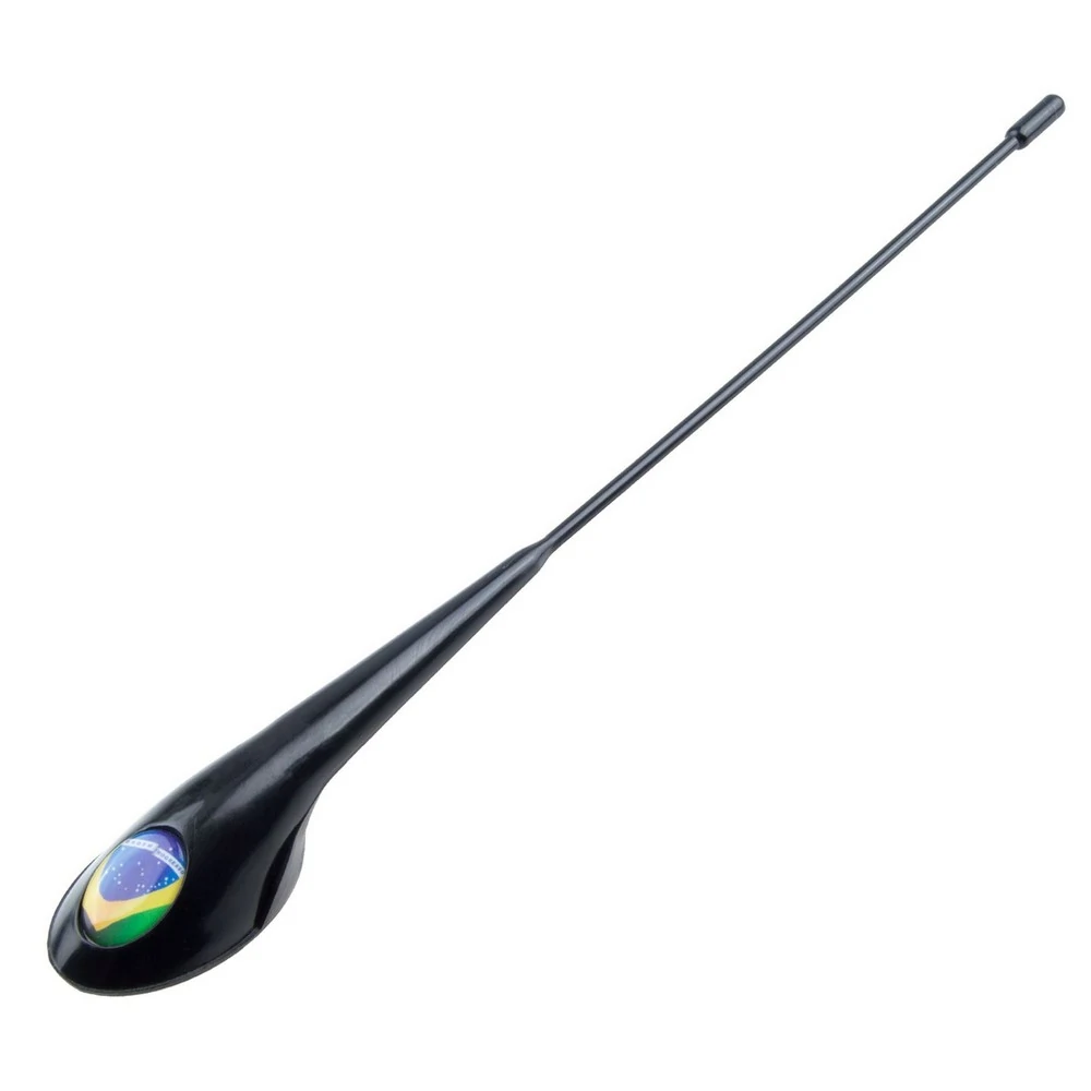 Antena Decorativa Universal com Resinado Brasil Preta - SHEK PARTS 01005