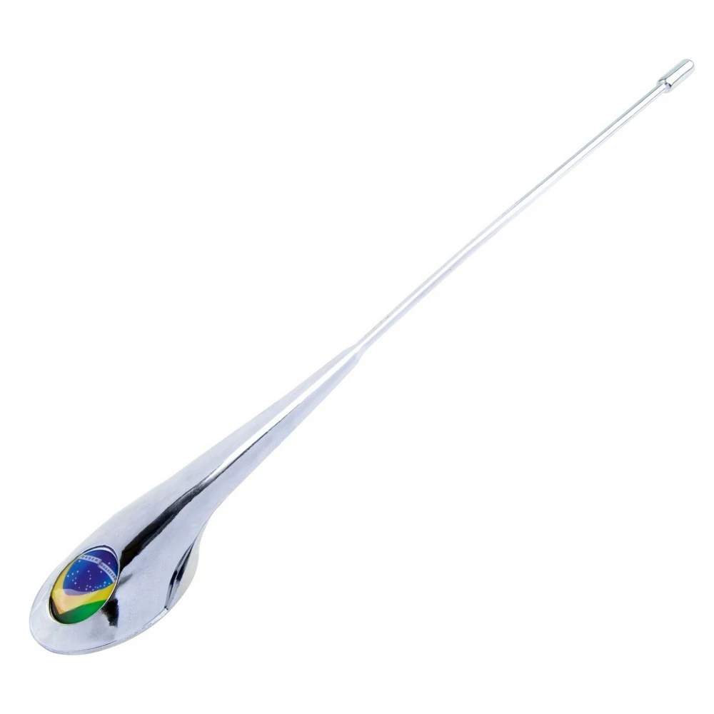 Antena Decorativa Dianteiro Universal com Desenho Resinado Brasil Cromado - SHEK PARTS 01009