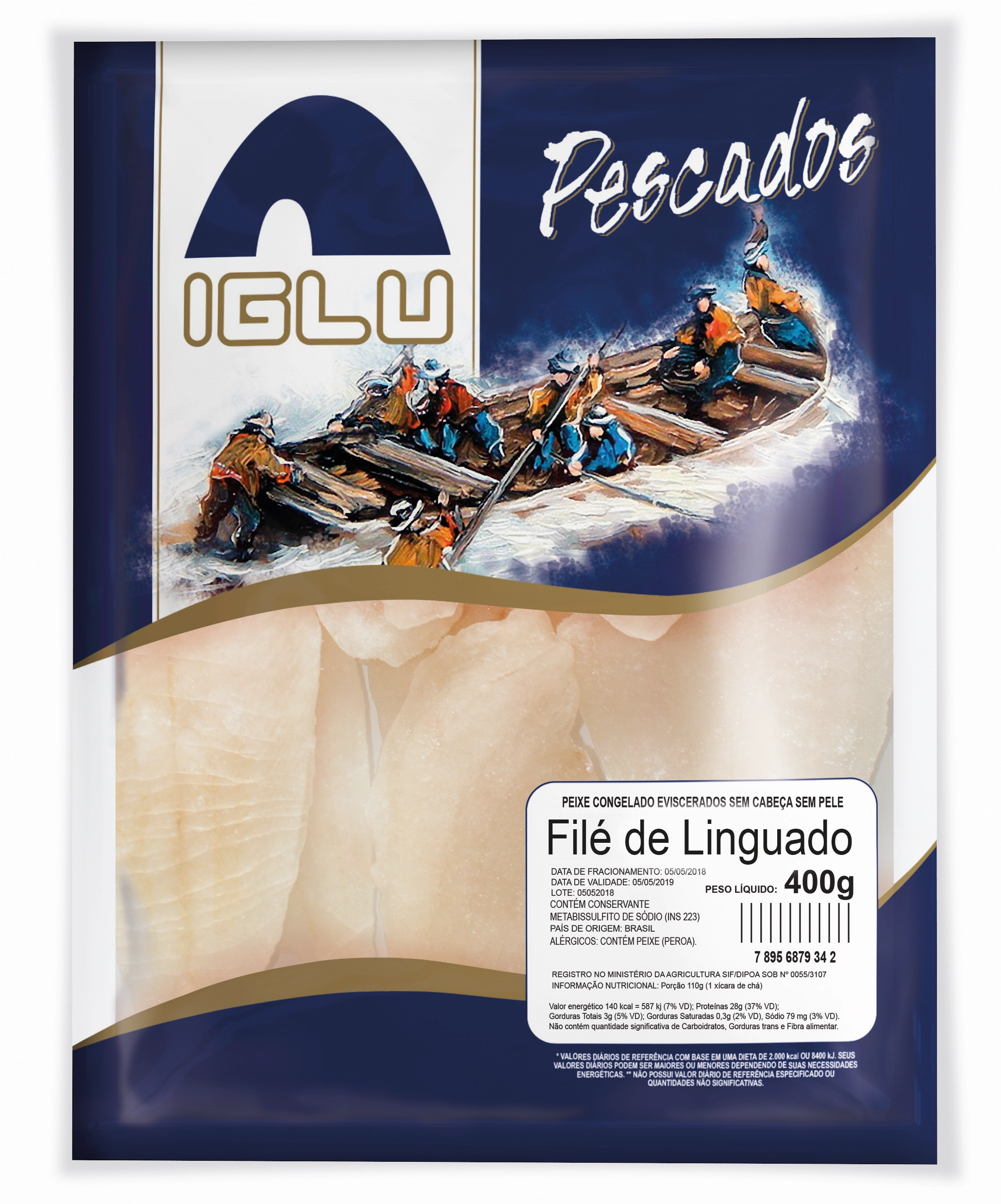 File De Linguado S/pele Drenado Iglu 400g
