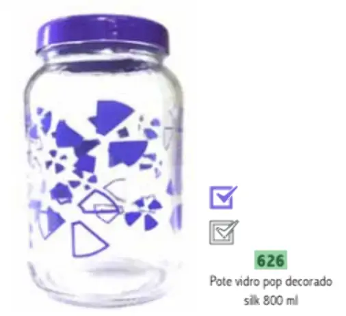 Pote Decorado Pop 800ml Silk Vidro