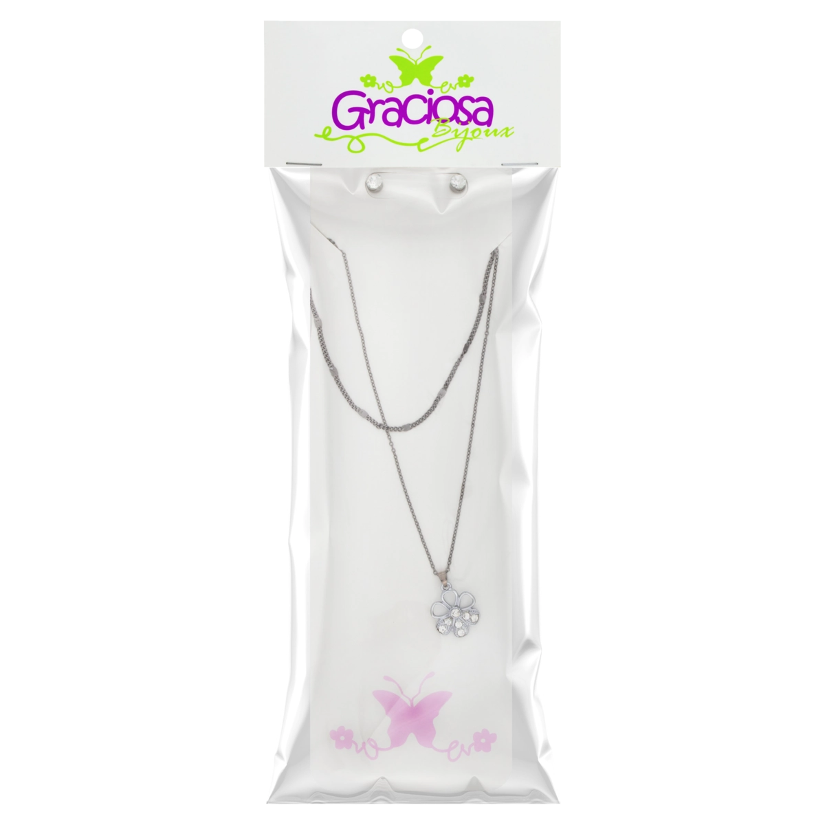 Conjunto Colar E Brinco Branco Graciosa Bijoux