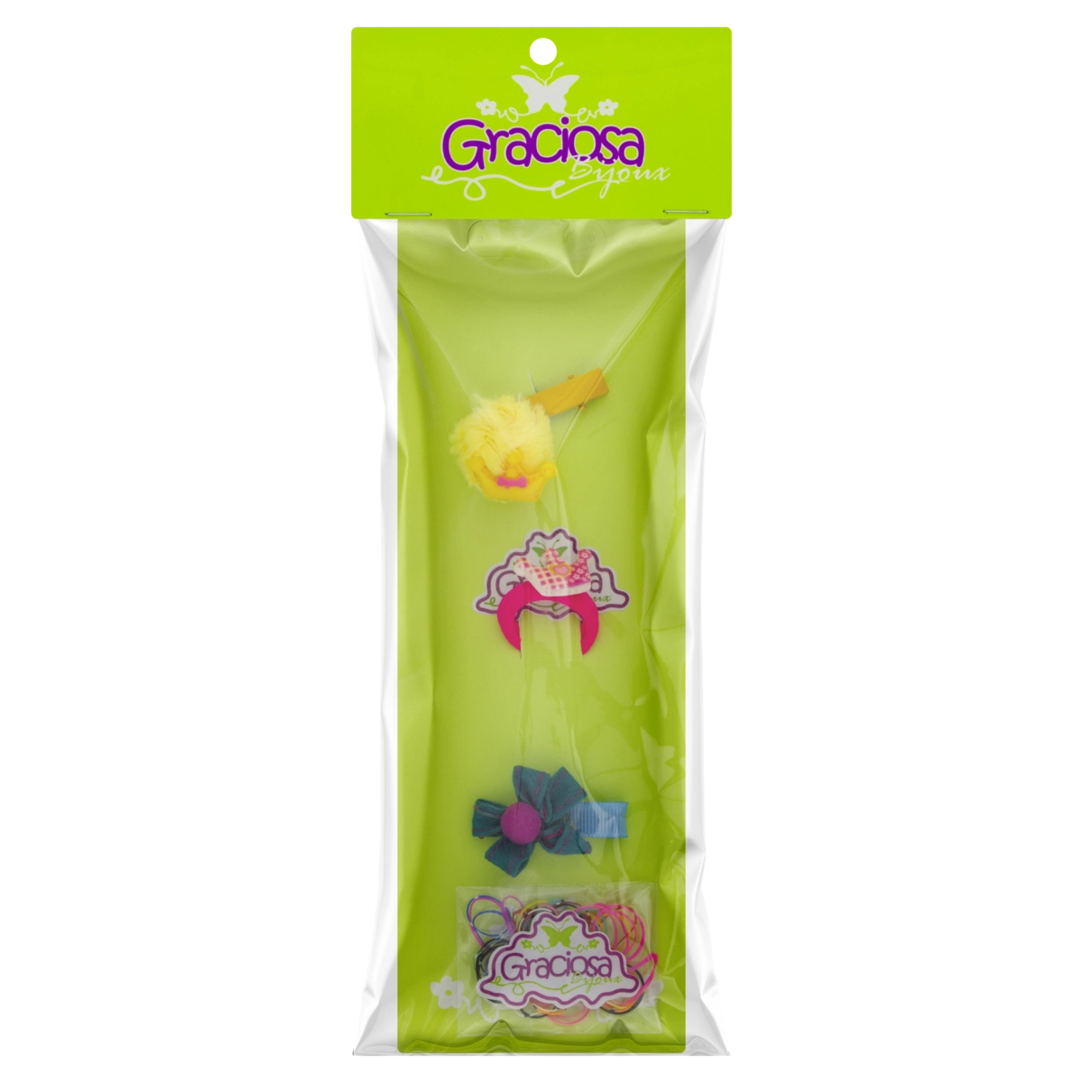 Kit Enfeite Para Cabelo Infantil Graciosa Bijoux Verde