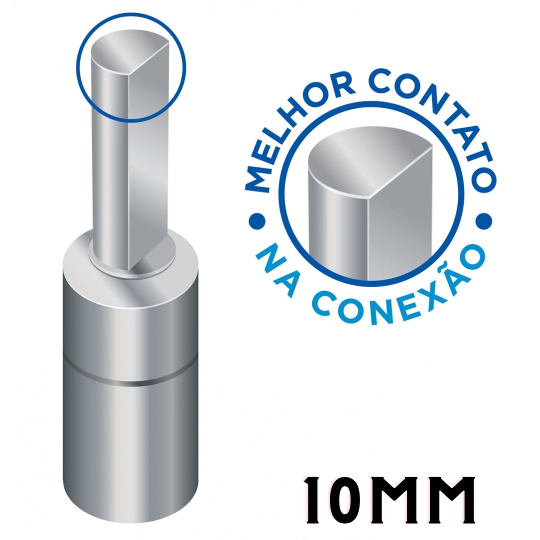Terminal De Compressão Maciço Pino Curto 10mm