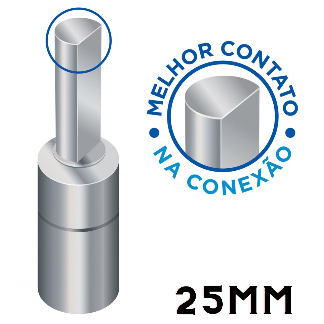 Terminal De Compressão Maciço Pino Curto 25mm