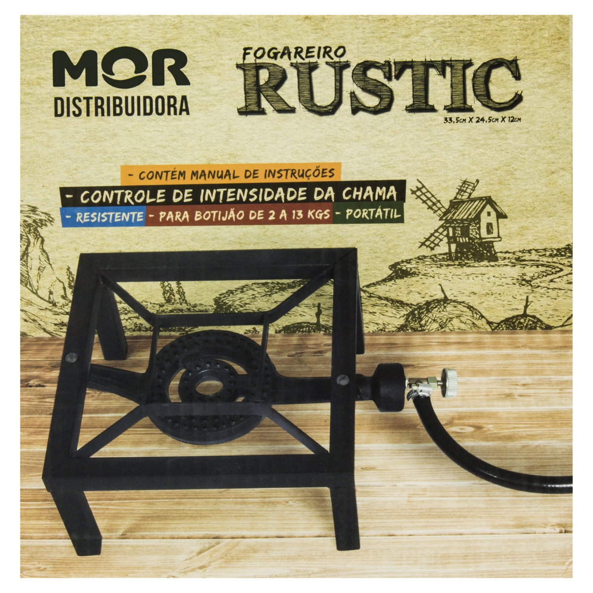 Fogareiro A Gás Preto Rustic Mor