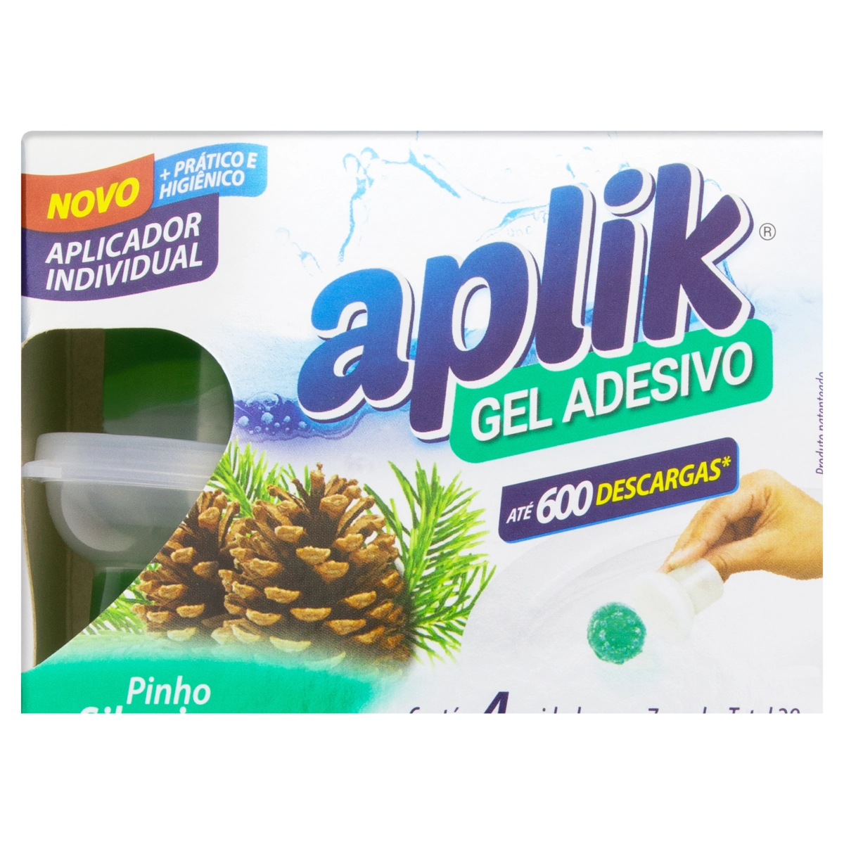 Detergente Sanitário Gel Adesivo Com Aplicador Pinho Siberiano Aplik 28g 4 Unidades