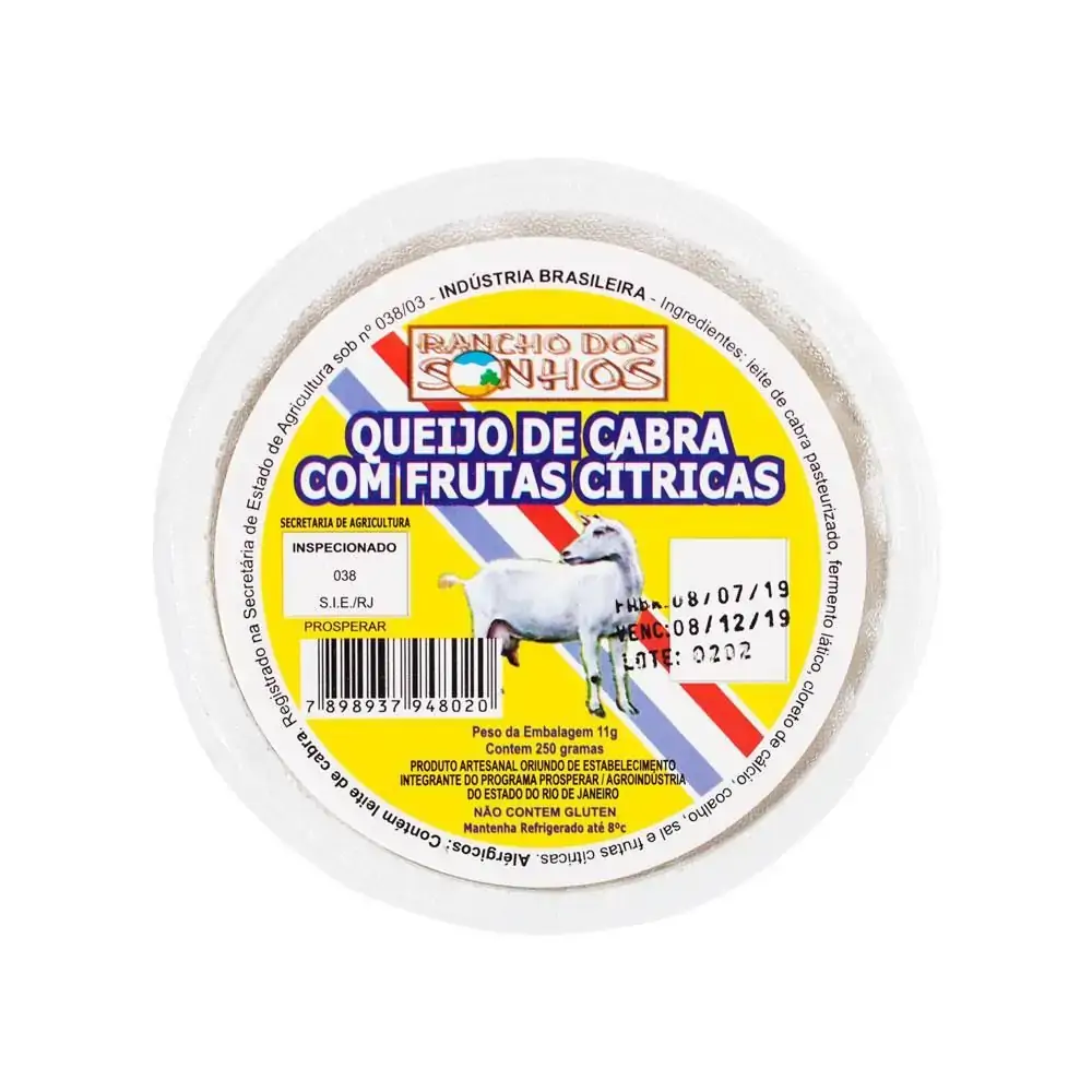 Queijo De Cabra Com Frutas Citricas 250g Rancho Dos Sonhos