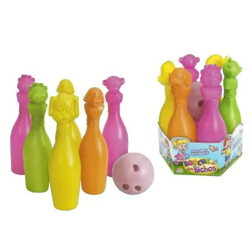 Brinquedo Jogo Boliche Dos Bichos 6 Pinos