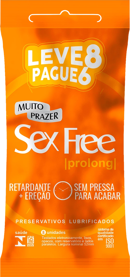 Preservativo Sex Free Muito Prazer Leve 8 Pague 6 Prolong