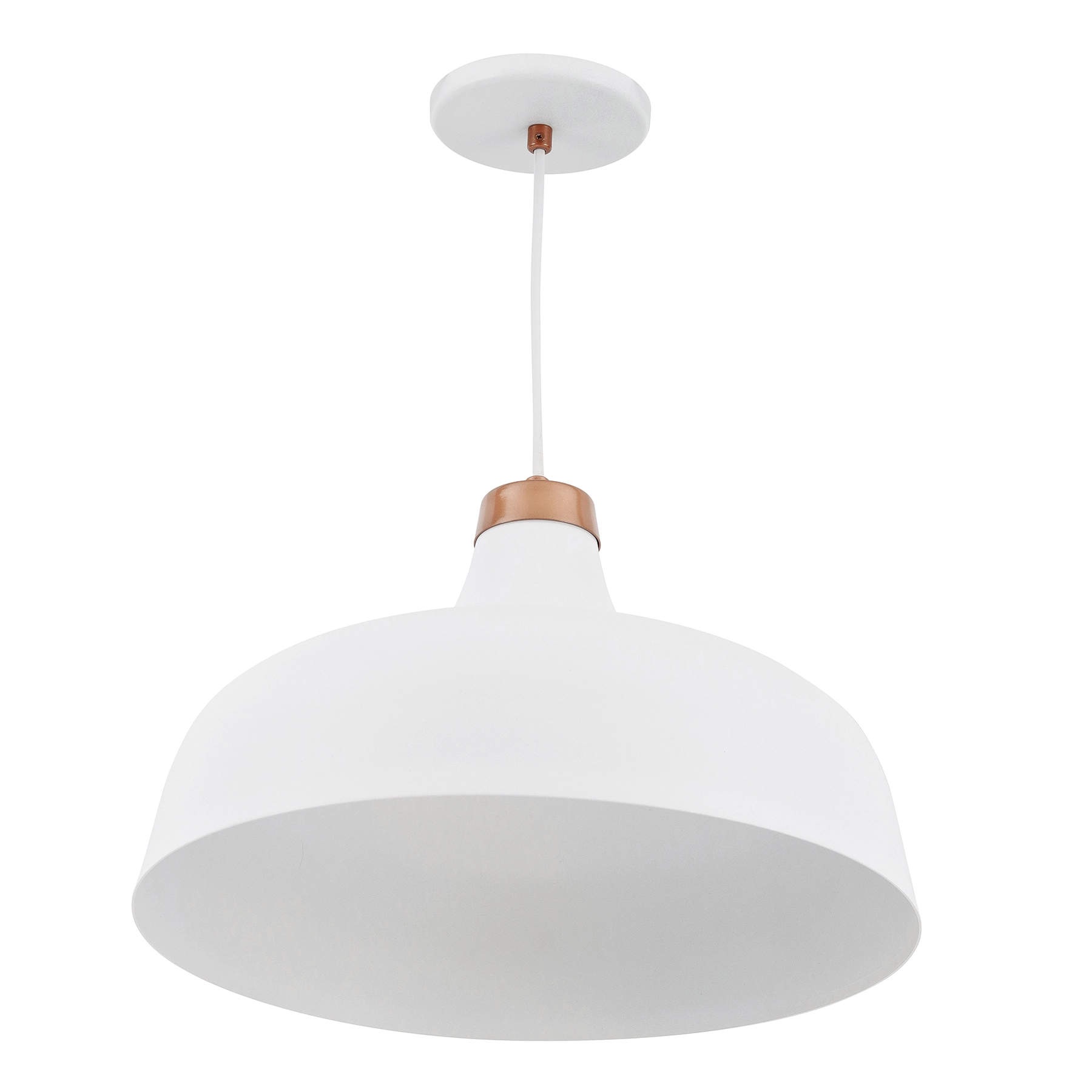 Pendente Redondo 1 Lâmpada Metal Branco e Cobre Ares Luz Vita