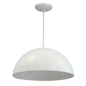 Pendente Redondo 1 Lâmpada Metal Branco Aroon Luz Vita