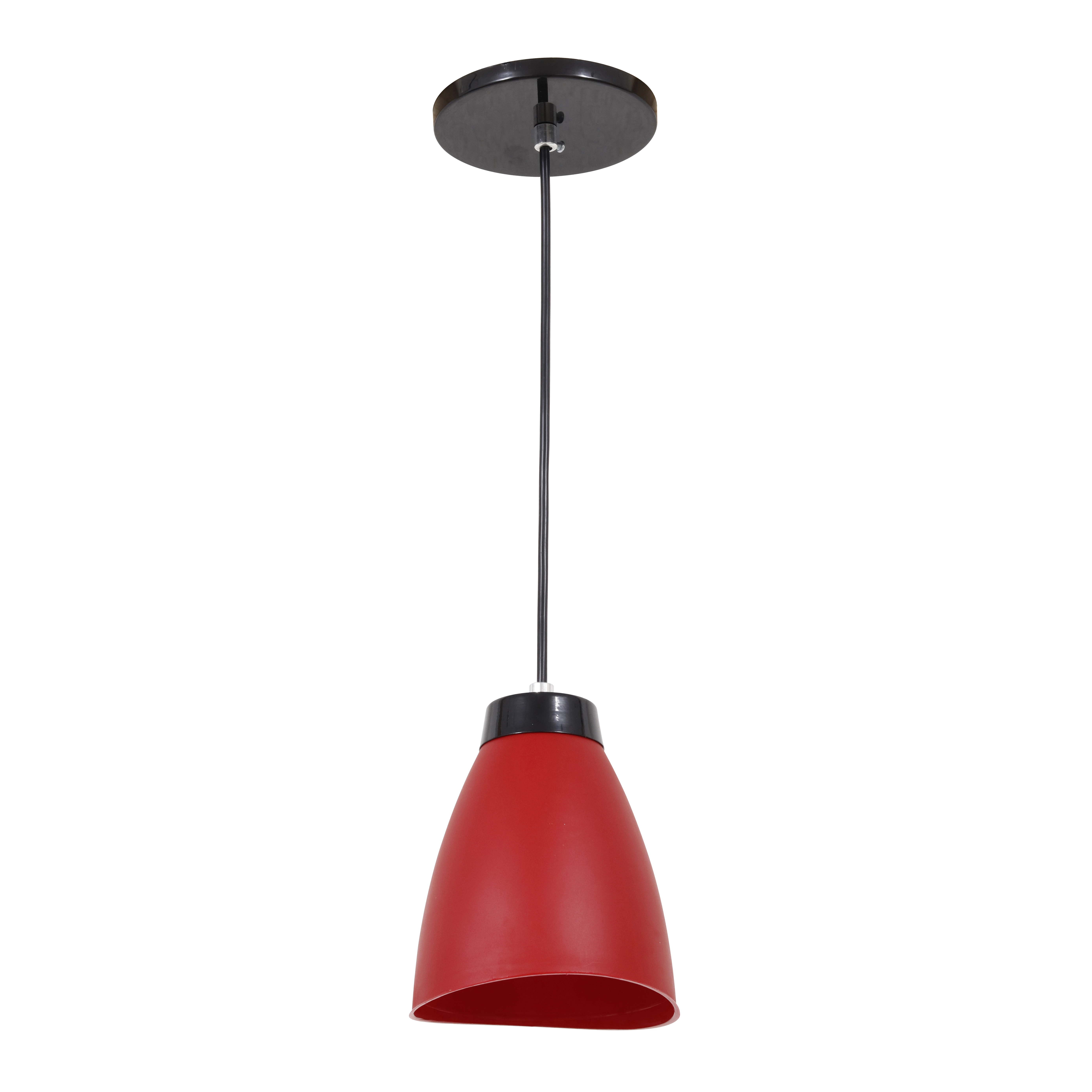 Pendente Cone 1 Lâmpada Plástico Vermelho Basic Luz Vita