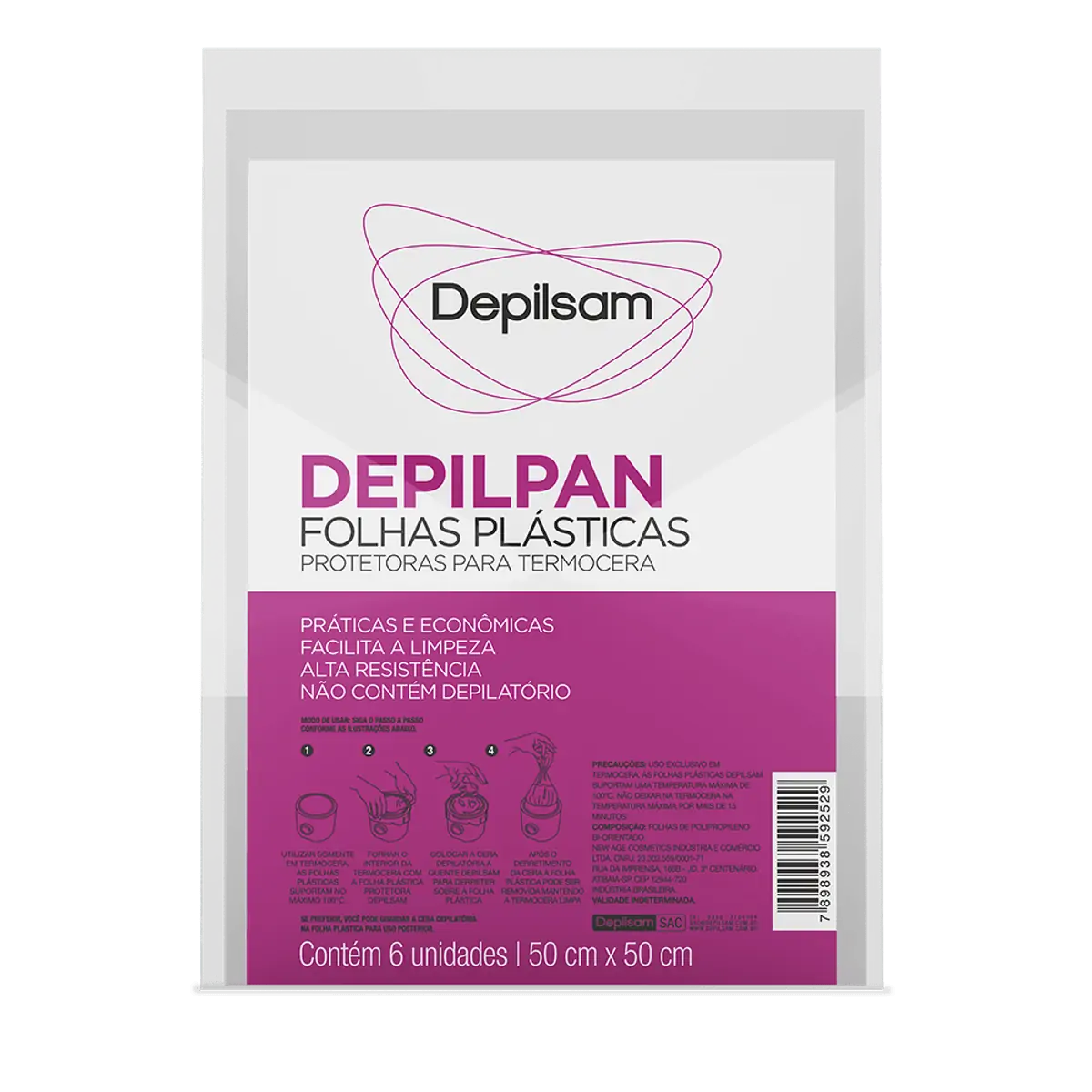 Folha Protetora Para Termocera Depilsam Depilpan 50cm X 50cm Pacote 6 Unidades