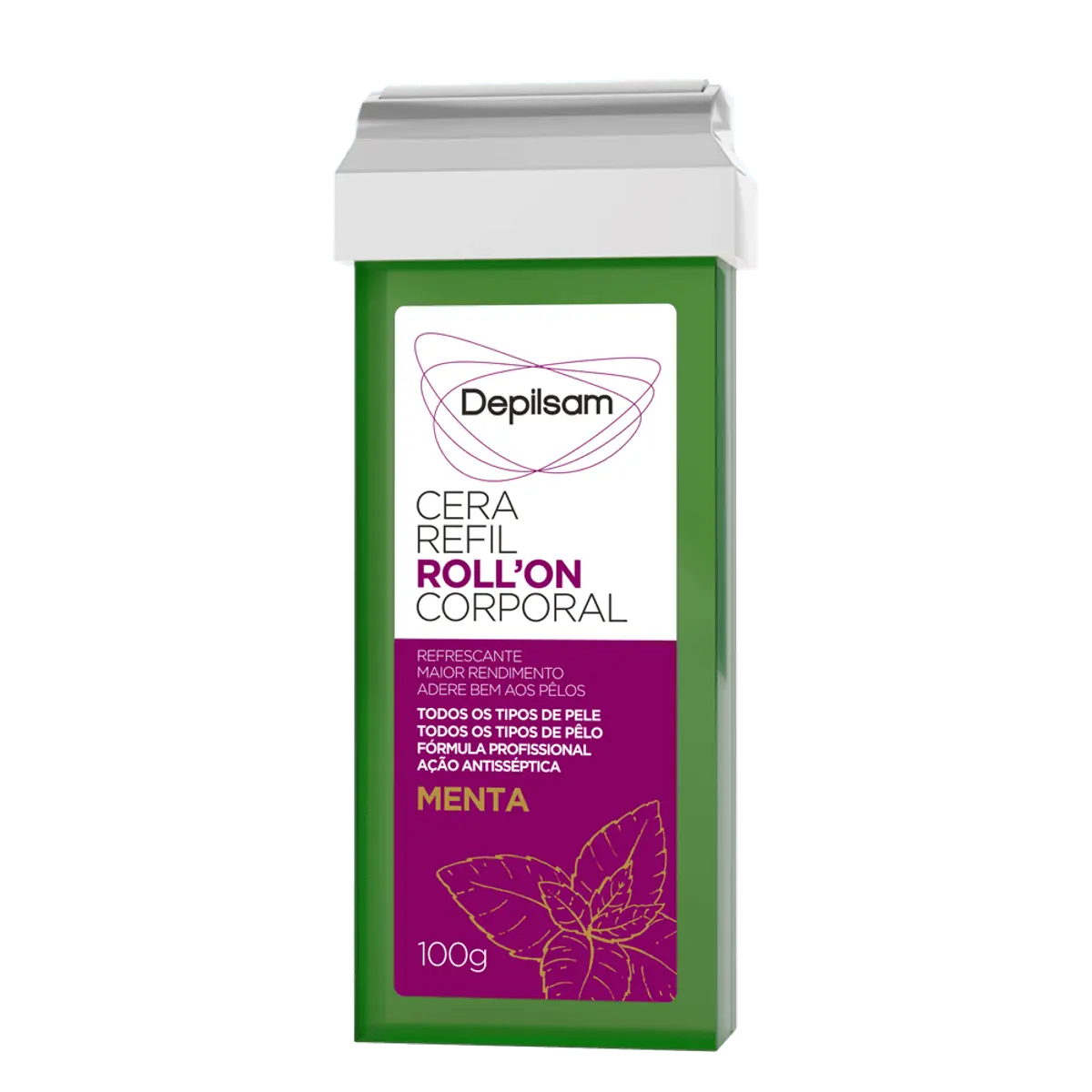Cera Depilatória Roll On Menta Depilsam 100g Refil
