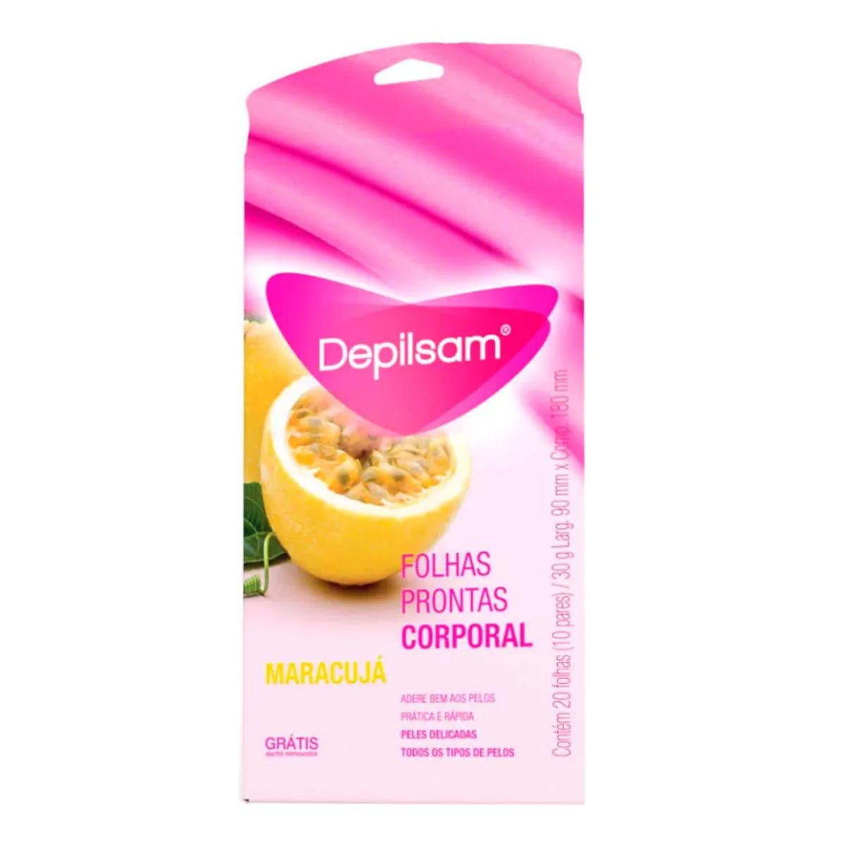 Folhas Para Depilação Corporal Maracujá Depilsam 90mm X 180mm 20 Unidades