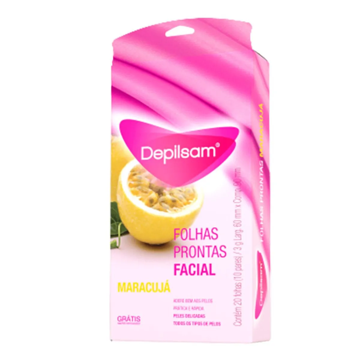 Folhas Para Depilação Facial Maracujá Depilsam 60mm X 90mm 20 Unidades
