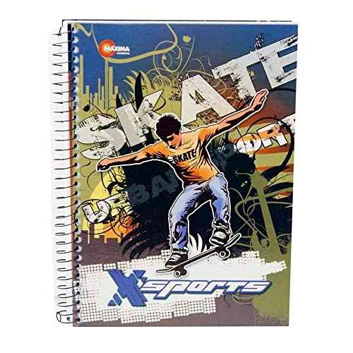 Caderno Universitário X-Sports Espiral Capacidade 96 Folhas Capa Dura c/ Decorações Sortidas, Máxima 7025 - 38922