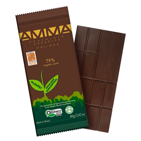 Barra De Chocolate Orgânico 75 Amma 80g 1 Unidade