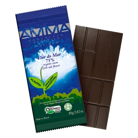 Tablete Chocolate Flor Do Mar 75 80 Grs Amma