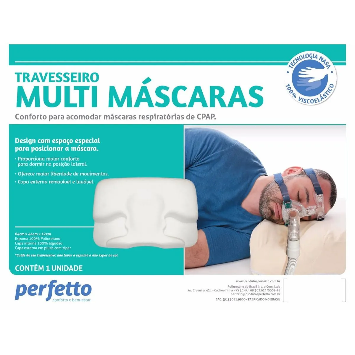 Travesseiro Para Cpap Multi Máscaras - Perfetto