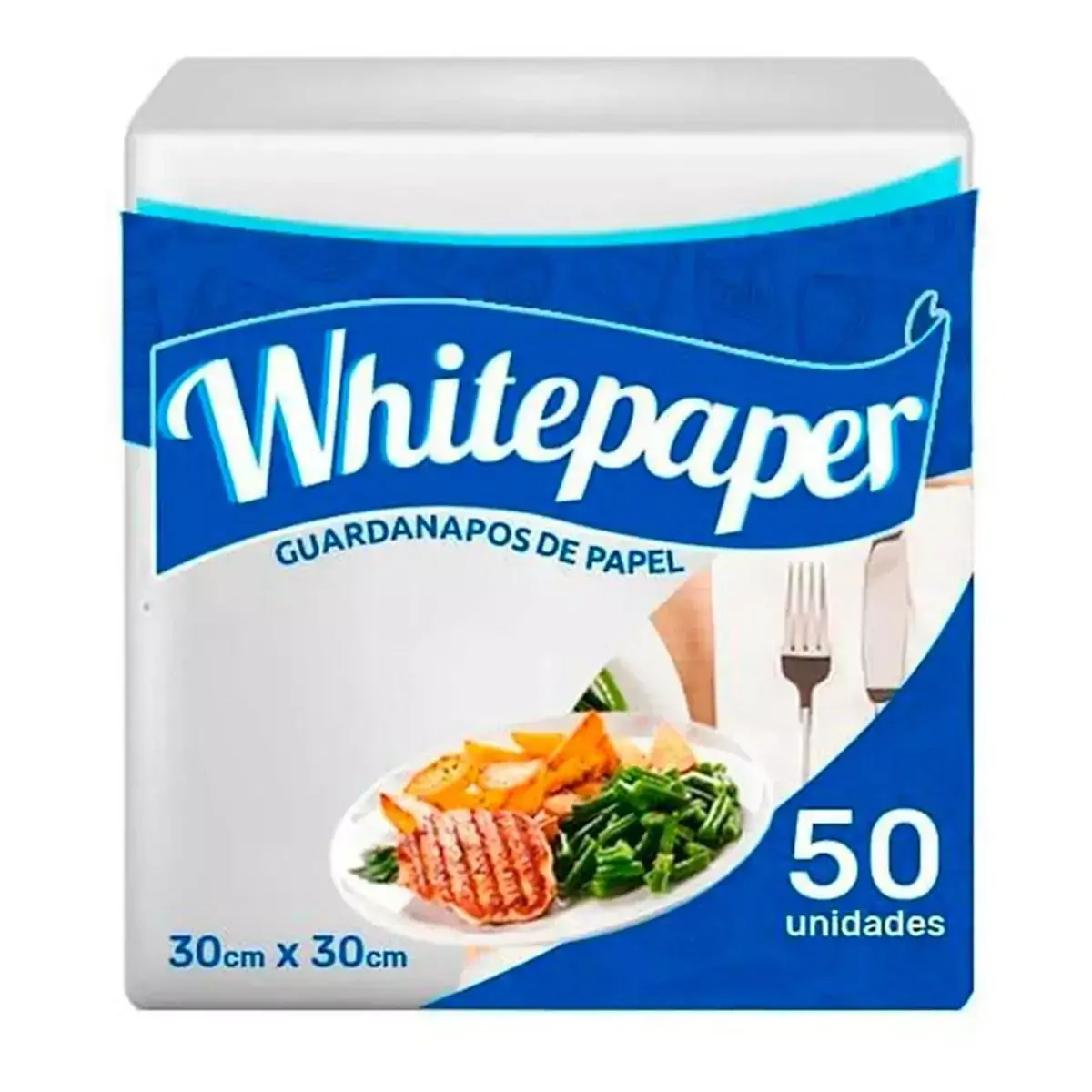 GUARDANAPO PAPEL FOLHA SIMPLES 30X30 - 20X50 UNIDADES WHITE PAPER