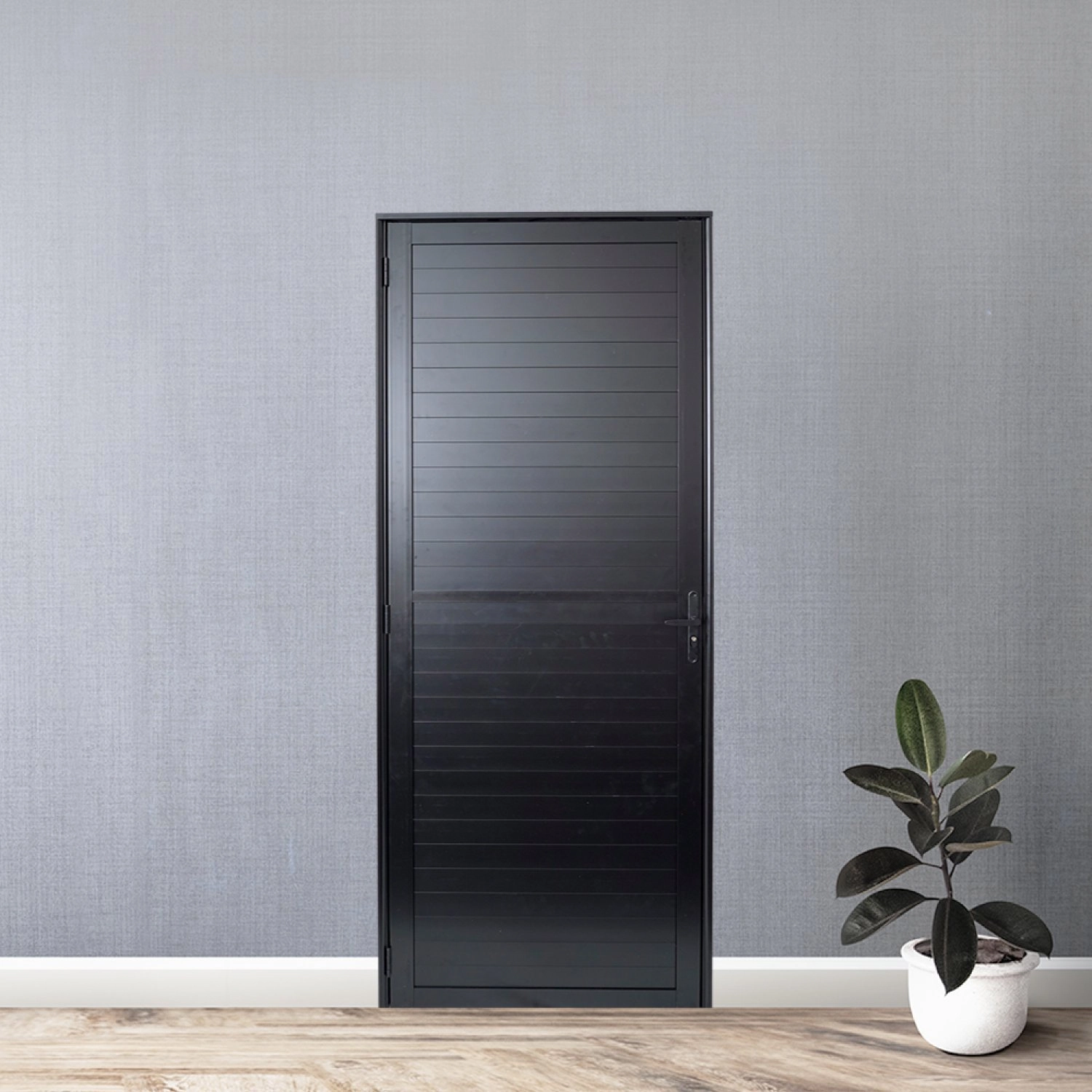 Porta De Aluminio Lambri 210x90cm Linha Premium Lux-esquadrias Abertura Direita Preto